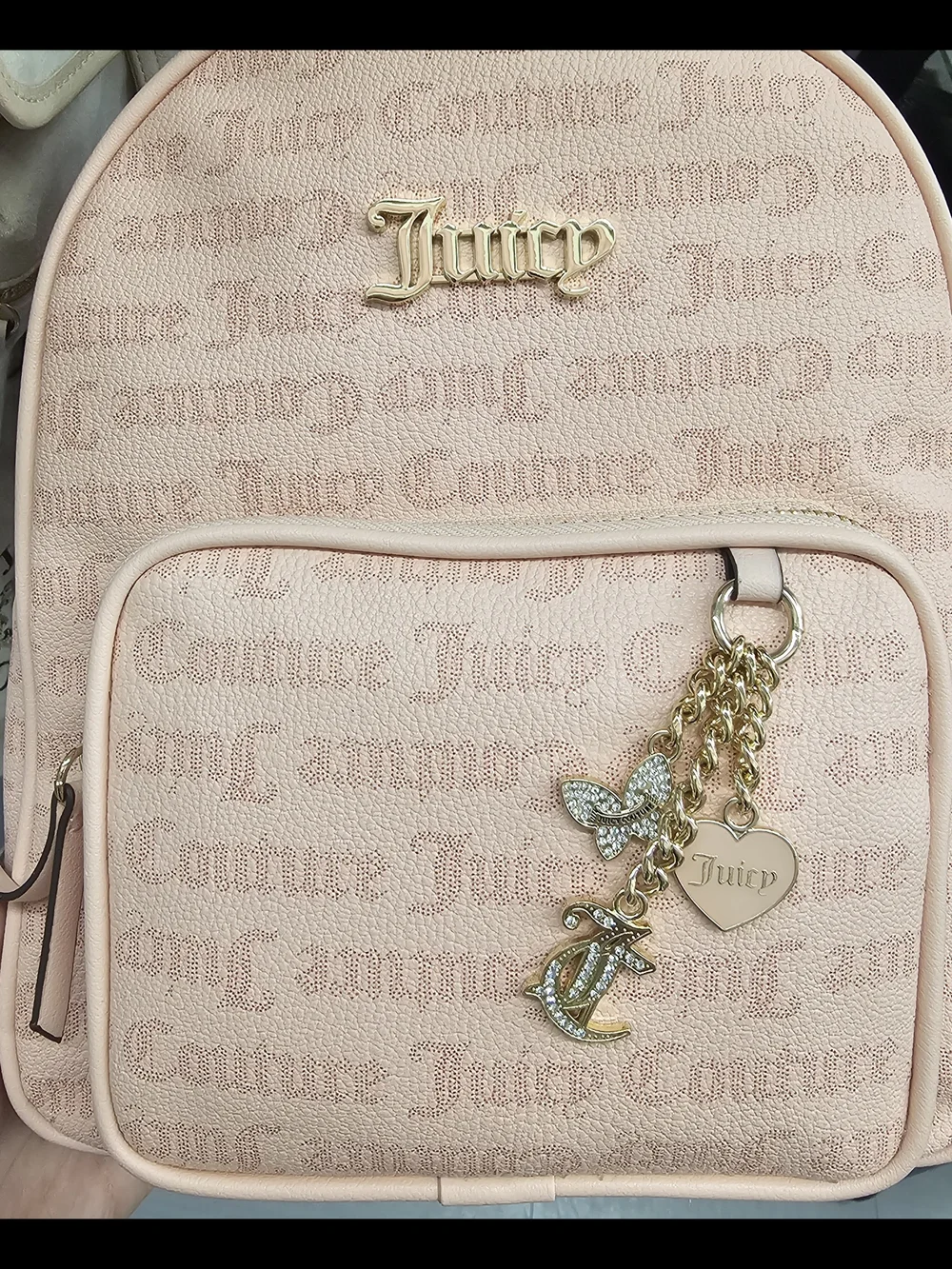 Juicy Couture Blush Monogram Mini Backpack with Gold Charm - Y2K Aesthetic - Picture 3 of 4